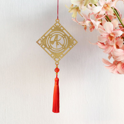 Combo 12V - Bộ 12 dây treo trang trí tết Khai Lộc Hoàng Kim màu Vàng,handmade,chất liệu gỗ, kim loại cắt CNC hoa văn sắc sảo, treo cành mai, đào, lan, quà tặng độc đáo ý nghĩa