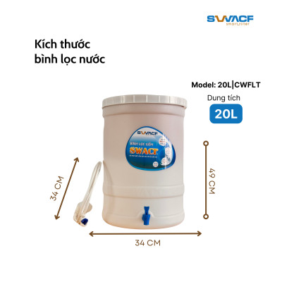 Compo 2 bình lọc nước uống trực tiếp SWACF 20L | CWFLT, lõi lọc 10L, tốc độ lọc 2 - 4 lít/giờ, giữ khoáng thiết yếu