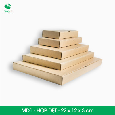 MD1 - 22x12x3 cm - 50 Thùng hộp carton trơn đóng hàng 