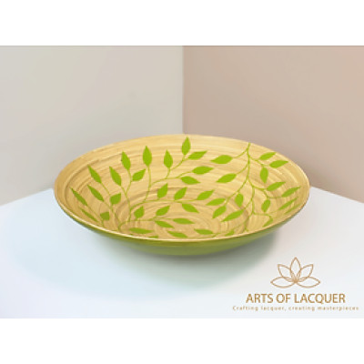 Bát Sơn Mài Xanh Họa Tiết Lá