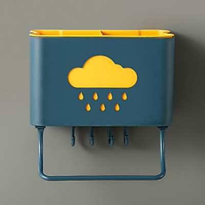 Ống đựng đũa thìa treo tường hình đám mây kèm móc treo khăn dụng cụ bếp