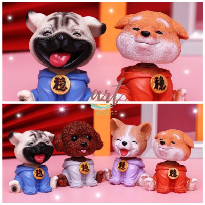 Mô Hình Tượng Trang Trí Chó Mặc Áo Hoodie Lắc Lắc Đầu - Art House