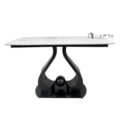 Bàn ăn mặt đá Ceramic chữ nhật 1m6 TN1230-16E Nội thất Capta Bàn tiếp khách mặt đá phiến chân sắt sơn tĩnh điện màu đen carbon tại hcm
