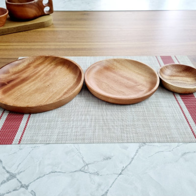 Đĩa Tròn Bằng Gỗ Xà Cừ Tự Nhiên - VAGOO - 3 Kích Cỡ Làm Thủ Công Chống Thấm, Chống Ẩm Mốc, An Toàn Cho Sức Khoẻ