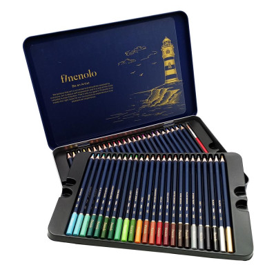 Hộp Thiếc 2 Ngăn 48 Bút Chì Màu + 1 Cọ Vẽ Finenolo - Deli EC129-48