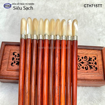 Đũa trắc đầu ốc búp viền Bạc hàng siêu cao cấp (10 đôi/Hộp) CTH715TT - Dành cho giới thượng lưu
