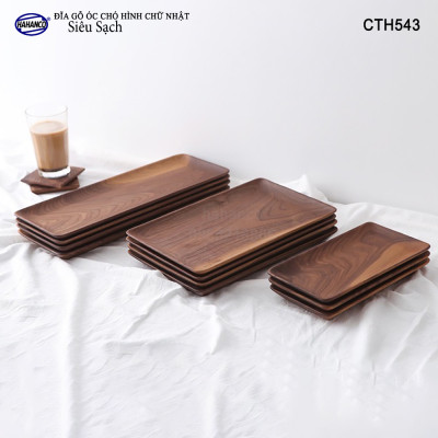 Đĩa Hình Chữ Nhật Dài Gỗ Óc Chó HAHANCO Nhập Khẩu Mỹ Nguyên Khối - hàng Xuất Khẩu Châu Âu - CTH543 - đựng đồ ăn/trang trí - đĩa bánh mì/trái cây/ bít tết/ pizza/ phụ kiện chụp ảnh, bày món ăn trong nhà hàng - Sang trọng trên bàn ăn