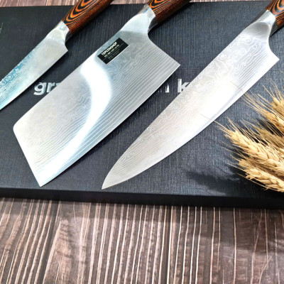 DAO - BỘ 3 DAO BẾP NHẬT BẢN THÉP DAMASCUS MÃ A8 DT2 nt topcomshop vn