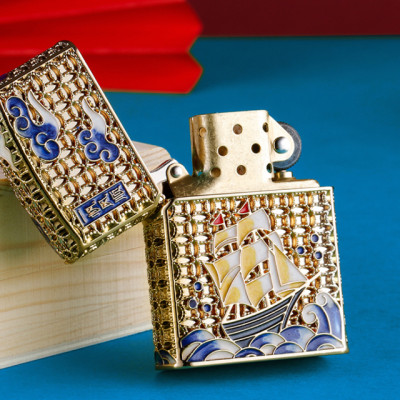 Vỏ Hột Quẹt Bật Lửa Hộp Quẹt Xăng Đá Zorro Z-KJ1248 Họa Tiết Sơn Mài Thuyền Buồm - Dùng Xăng Bấc Đá Cao Cấp