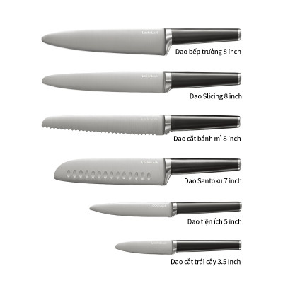 Bộ dao 7 món kèm giá đỡ LocknLock CKK804 - 6 dao - giá đỡ gỗ