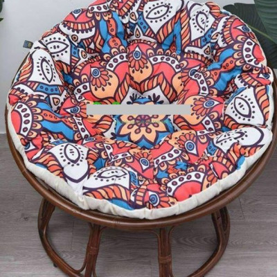 Ghế mặt trăng Papasan mây thật cao cấp Juno Sofa size 1m, Nệm hoa văn Indochine