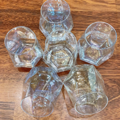 BỘ 6 CỐ THỦY TINH UỐNG NƯỚC VÂN KIM CƯƠNG MÀU ÁNH TRAI SANG TRỌNG - ANTH673