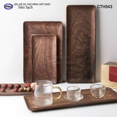 Đĩa Hình Chữ Nhật Dài Gỗ Óc Chó HAHANCO Nhập Khẩu Mỹ Nguyên Khối - hàng Xuất Khẩu Châu Âu - CTH543 - đựng đồ ăn/trang trí - đĩa bánh mì/trái cây/ bít tết/ pizza/ phụ kiện chụp ảnh, bày món ăn trong nhà hàng - Sang trọng trên bàn ăn