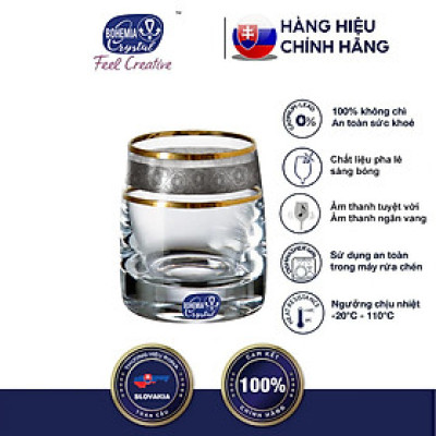Bộ 6 ly uống rượu mạnh Tiệp khắc mạ platin vàng 24% 060 ml