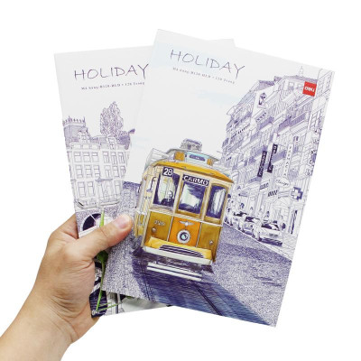 Tập Sinh Viên - Kẻ Ngang Có Chấm - 120 Trang 80gsm - Deli CNB120-HLD (Mẫu Bìa Giao Ngẫu Nhiên)