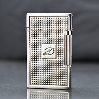 Vỏ Hột Quẹt Bật Lửa Upon D136T Họa Tiết Ô Vuông Nhỏ Màu Bạc - Dùng Ga Đá Cao Cấp