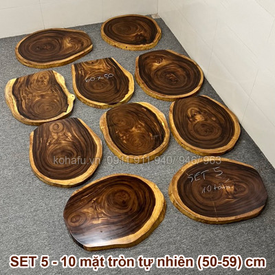 COMBO 10 MẶT BÀN TRÒN CAFE TỰ NHIÊN GỖ ME TÂY NGUYÊN TẤM ĐƯỜNG KÍNH (50-59) - KOHAFU