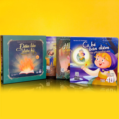 Combo Quà Tặng ”Đốm Lửa Diệu Kỳ” Gồm 3 Cuốn: Hansel Và Gretel - Cô Bé Bán Diêm - Bác Nông Dân Và Con Quỷ (Hoạt Hình Song Ngữ 4D)