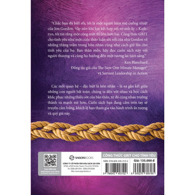 Sách - Công thức GRIT cho tình yêu - Tác giả Jon Gordon , Kathryn Gordon