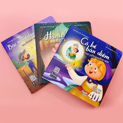Combo Quà Tặng ”Đốm Lửa Diệu Kỳ” Gồm 3 Cuốn: Hansel Và Gretel - Cô Bé Bán Diêm - Bác Nông Dân Và Con Quỷ (Hoạt Hình Song Ngữ 4D)