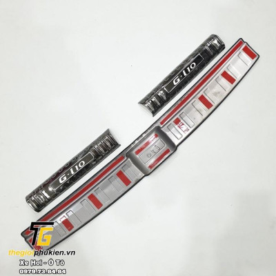 BỘ SẢN PHẨM Nẹp bước chân và ốp chống trầy cốp Hyundai Grand i10 2021 HATCHBACK - vân Titan