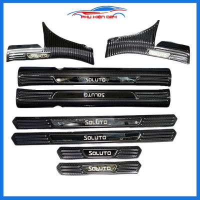 Bộ nẹp bước chân trong ngoài vân Cacbon xe Soluto 2019-2020-2021 chống trầy làm đẹp ô tô