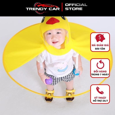 Áo mưa trẻ em ngộ nghĩnh kiểu Hàn Quốc Áo mưa Con vịt nhỏ Màu vàng choàng Mũ ô cho trẻ 3 - 5 tuổi