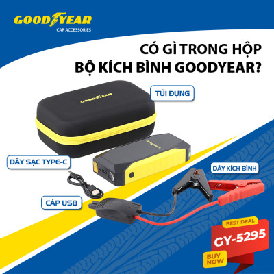 Bộ Kích Bình Cho Xe Hơi 500A GOODYEAR GY-5295 Đa Chức Năng Sạc Dự Phòng 10000mAh Đèn LED Khẩn Cấp - Nhập Khẩu Chính Hãng