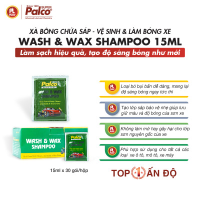 Nước rửa xe đậm đặc, xà bông rửa xe chứa sáp đánh bóng PALCO Wash & Wax Shampoo dành cho ô tô, xe máy - Nhập khẩu Ấn Độ