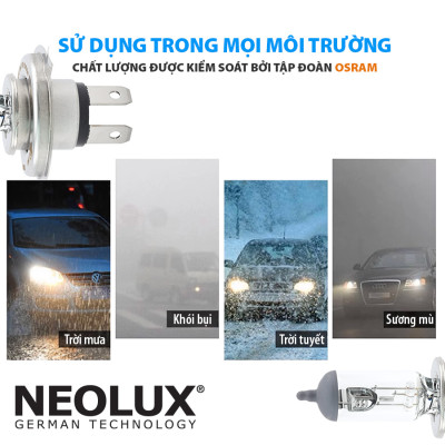 Combo 2 Bóng Đèn Halogen Tăng Sáng 50% OSRAM NEOLUX Dùng Cho Xe Ô Tô Xe Máy Chân H1 H4 H7 - Nhập Khẩu Chính Hãng