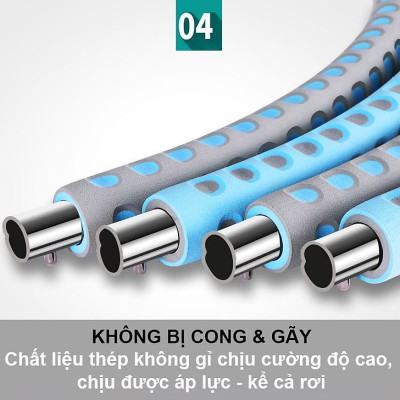Vòng Lắc Eo Giảm Mỡ Bụng Lõi Thép Không Gỉ Bọc Mút Xốp, Có Thể Điều Chỉnh Cân Nặng - Chính Hãng Amalife