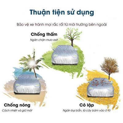 Bạt Che Ô Tô Ford Everest 7 Chỗ tráng Nhôm 3 Lớp Phản Quang Cách Nhiệt Chống Thấm Chống Bụi Hiệu Quả