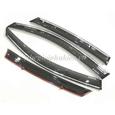 Bộ vè che mưa Honda Civic 2016-2019 chỉ mạ Crom cao cấp