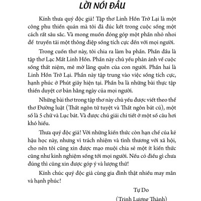 Tập Thơ Linh Hồn Trở Lại - Tự Do