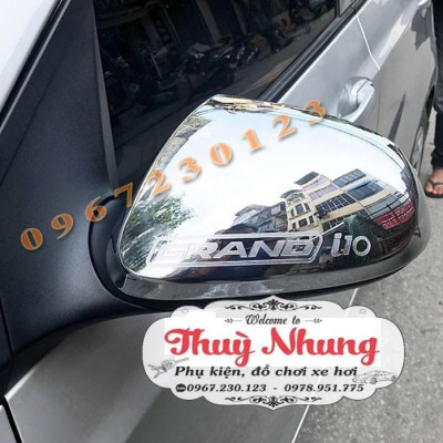Bộ Hai Ốp Gương I10 2021 Mạ crom Phụ Kiện Ô Tô Hyundai i10 Bảo Vệ Gương Hatback Hoặc Sedan