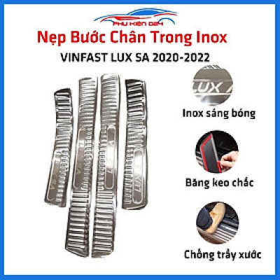 Nẹp bước chân trong INOX ô tô Vinfast Lux SA 2020-2021-2022 chống trầy bảo vệ trang trí xe