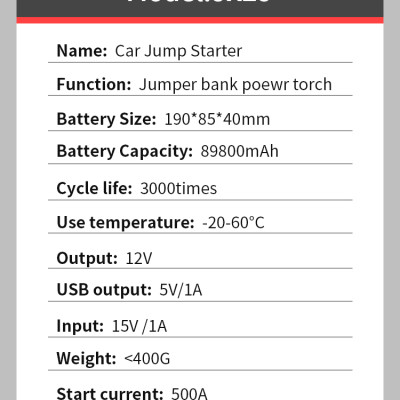 Bộ kích khẩn cấp cho xe hơi cao cấp - Dung lượng cao - Đa chức năng - Sạc dự phòng - Đèn LED khẩn cấp