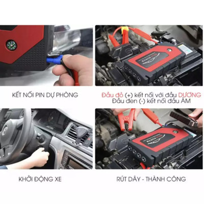 Bộ kích khẩn cấp cho xe hơi cao cấp - Dung lượng cao - Đa chức năng - Sạc dự phòng - Đèn LED khẩn cấp