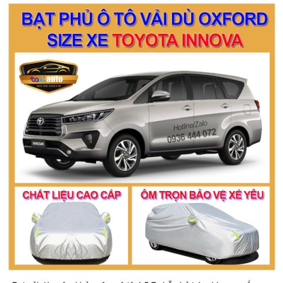 Bạt trùm xe ô tô 7 chỗ innova vải dù oxford cao cấp , áo bạt phủ trùm che kín che nắng, che mưa