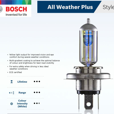 Bóng Đèn Tăng Sáng Bosch H1 12V 55W All Weather 2900K (Hộp 2 bóng)