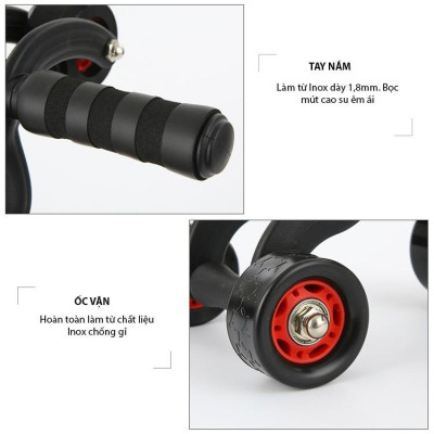 Con Lăn Tập Cơ Bụng 4 Bánh( Kèm tấm thảm lót gối )