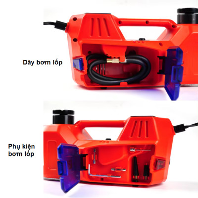 HÀNG CHÍNH HÃNG - Bộ nâng kích gầm điện, kiêm máy bơm lốp tự ngắt 2 trong 1. Thương hiệu Đức ROGTZ cao cấp TY-EHJ03