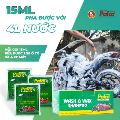 Nước rửa xe đậm đặc, xà bông rửa xe chứa sáp đánh bóng PALCO Wash & Wax Shampoo dành cho ô tô, xe máy - Nhập khẩu Ấn Độ