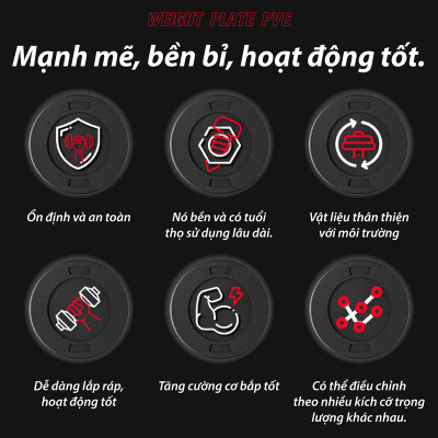 BG Bánh Tạ Nhựa 1.25kg - 20KG Đặc Ruột  - Sẵn Kho Giao Liền - Tạ Miếng Nhựa