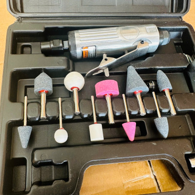 Máy mài hơi, bộ mài săm lốp xe ô tô, xe máy 10 đầu mài - 16 chi tiết, dùng hơi khí nén