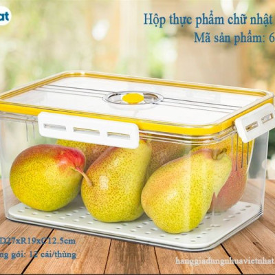BỘ 3 HỘP THỰC PHẨM CHỮ NHẬT CAO CẤP KHÓA GÀI VIỆT NHẬT HOKORI - Hàng chính hãng (Giao màu ngẫu nhiên)