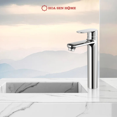 Vòi lavabo nóng lạnh TUSLO F003 Luxury chất liệu đồng nguyên chất, mạ Crom-Niken, công nghệ tạo bọt khí hiện đại - Hoa Sen Home - Hàng chính hãng