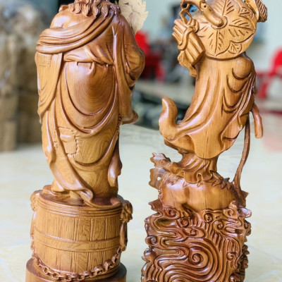 Tượng đạt ma sư tổ bằng gỗ bách xanh thơm nức kt cao 40cm