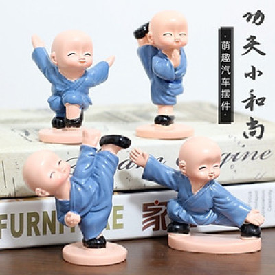 Combo 4 Tượng Chú Tiểu Đánh Võ Dễ Thương Trang Trí Xe Hơi, Bàn Làm Việc, Bonsai PaKaSa
