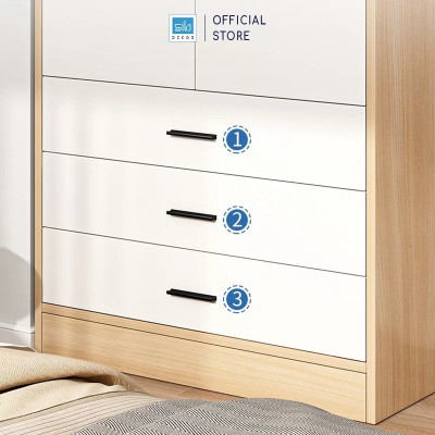 Tủ Quần Áo Gỗ Nhiều Ngăn Đa Năng Màu Trắng Phối Vân Gỗ Sồi SIB Decor TA09